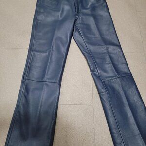 FIELDSHEER Genuine Leather Motorcycle Biker Pants - Navy Blue Womens Size 32